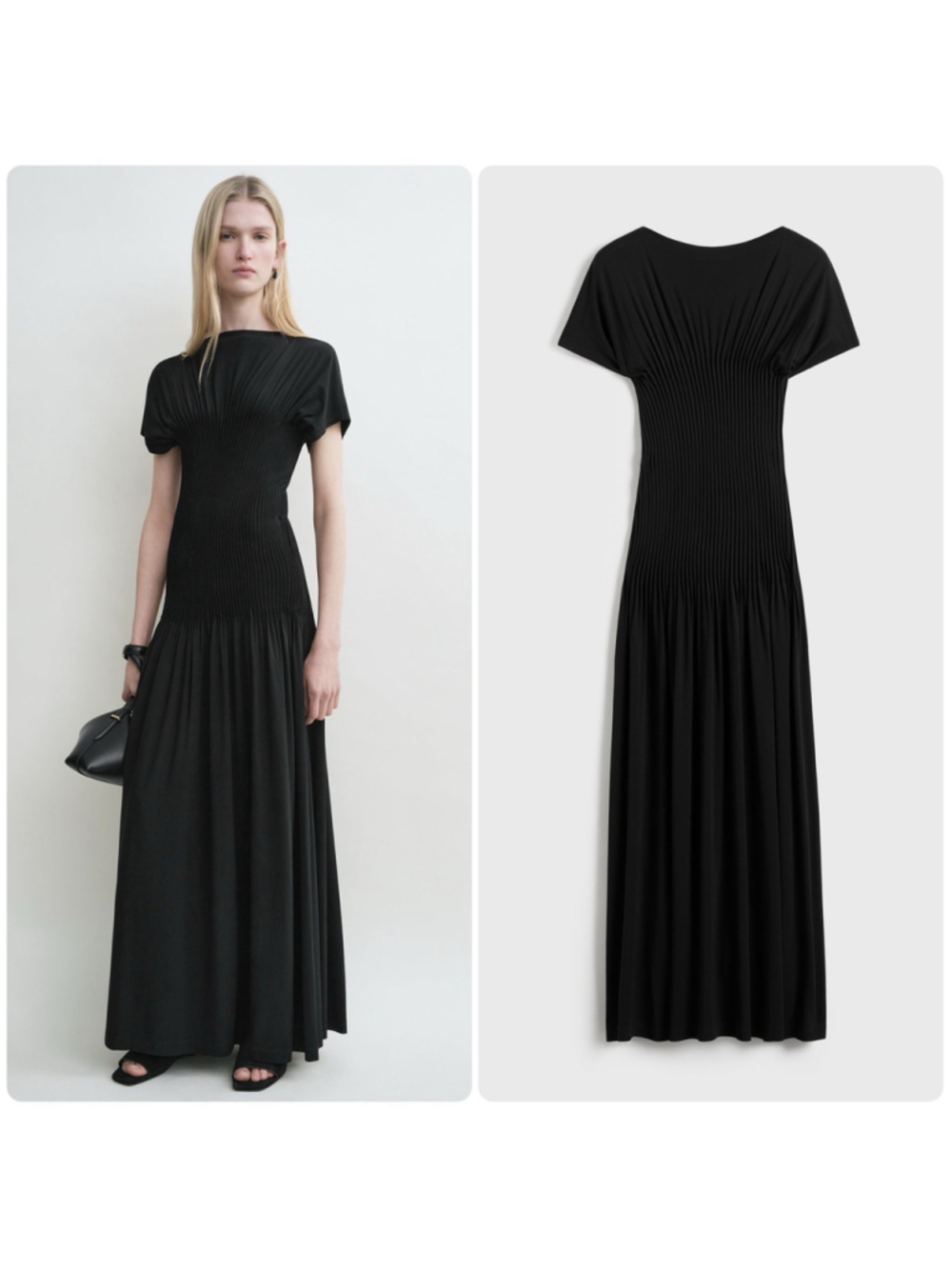New Toteme Knife Pleated Jersey Maxi Dress Black M Classic Career Formal Luxury